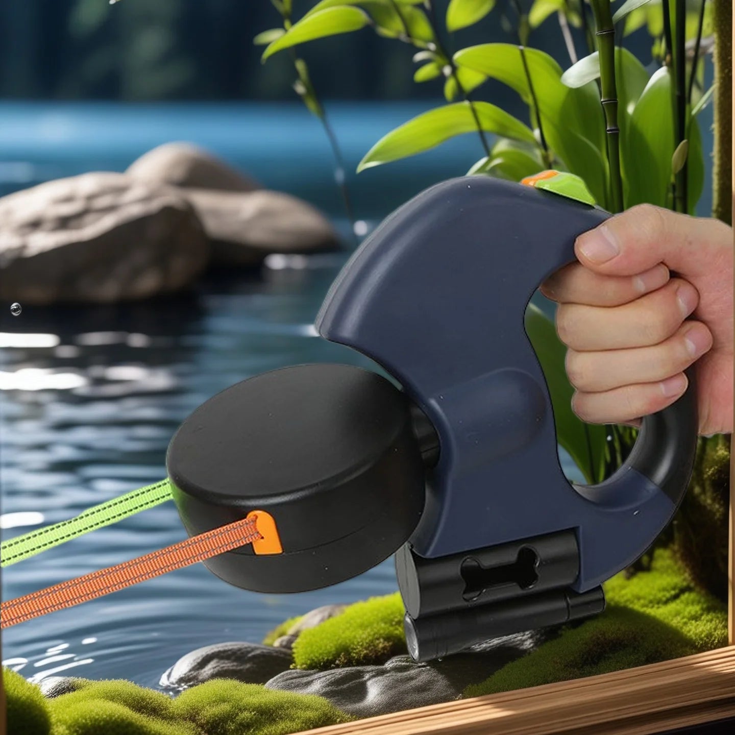 Infällbart dubbelt hundkoppel med LED-ljus – 3M reflekterande, 360° svivel, ingen trassling